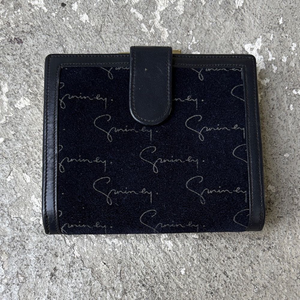 Givenchy blue velvet French kiss closure wallet